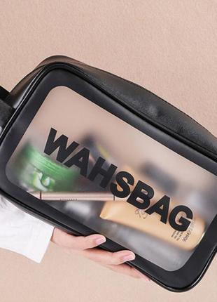 Косметичка водонепроникна, органайзер для косметики wash bag розмір м (чорний)3 фото