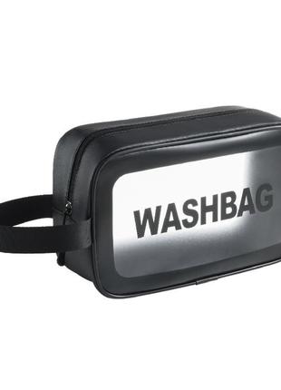 Косметичка водонепроникна, органайзер для косметики wash bag розмір м (чорний)2 фото