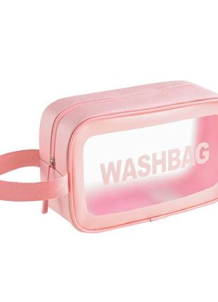 Косметичка водонепроницаемая, органайзер для косметики wash bag размер м (розовый)