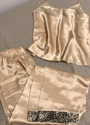 Комплект набор пижама 4 майка шорты блузка брюки ночная ножинка angelica5 фото
