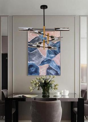 Чёрная современная люстра на 8 ламп (61-v1012-8 bk)3 фото