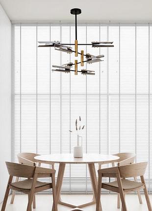 Чёрная современная люстра на 8 ламп (61-v1012-8 bk)2 фото