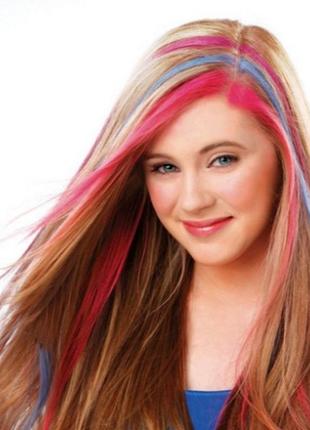 Кольорові крейди для волосся 4 кольору, кольорова пудра для фарбування волосся hot huez5 фото
