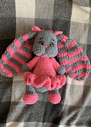 Мʼяка іграшка заєць в рожевій сукні2 фото