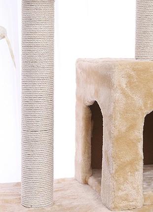 Кігтеточка-будиночок для кота taotaopets 047707 beige в'язання 140*54*30 см (gold_6276-21299)3 фото