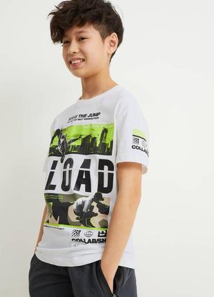 Подростковая футболка для мальчика c&amp;a ничевина размер 146-152, 158-164