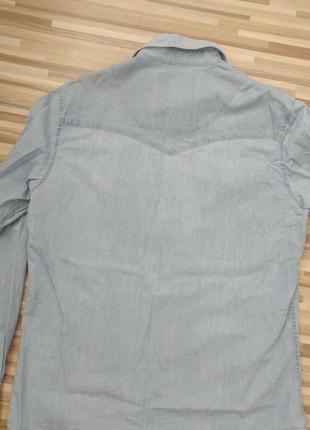 Легкая джинсовая котоновая мужская рубашка4 фото
