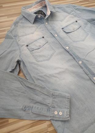 Легкая джинсовая котоновая мужская рубашка2 фото