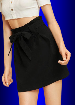 Юбка-миди юбка миди с присобраной талией с поясом в сборку классическая чёрная юбочка на девочку 102 фото