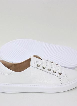 Кеды 111757 кожаные белые базовые