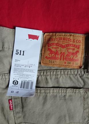Брендовые фирменные легкие летние демисезонные хлопковые джинсы levi's 511,оригинал,новые с бирками,размер 34/32.4 фото