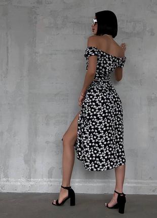 Костюм с цветочным принтом топ юбка миди с разрезом качественный базовый белый трендовый стильный комплект длинная юбка3 фото