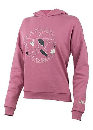 Женское худи jeep hooded cropped sweatshirt star botanical print фиолетовый l (o102607-p490 l)