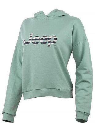 Женское худи jeep hooded cropped sweatshirt striped print хаки m (o102609-e854 m)