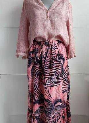 Льняная юбка миди marks &amp; spencer с тропическим принтом5 фото