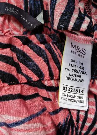 Льняна спідниця міді marks&spencer з тропічним принтом7 фото