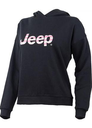 Женское худи jeep hooded cropped sweatshirt striped print черный s (o102609-b000 s)