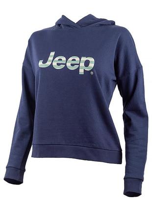 Женское худи jeep hooded cropped sweatshirt striped print синий xl (o102609-a184 xl)