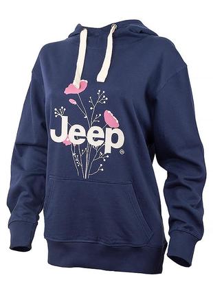 Женское худи jeep hooded oversize sweatshirt botanical print синий s (o102606-a184 s)