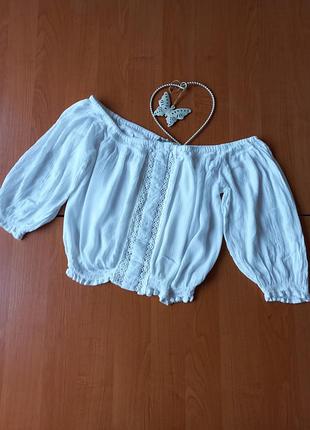 Укорочена віскозна блузка з тканини жатки, 10 розмір.