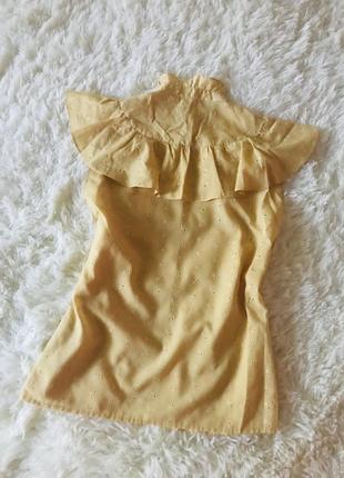 Романтичная яркая желтая стильная дизайнерская блуза с воланами6 фото