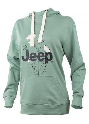 Женское худи jeep hooded oversize sweatshirt botanical print хаки m (o102606-e854 m)