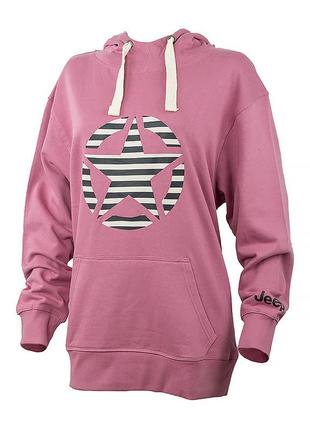 Женское худи jeep hooded oversize sweatshirt star striped print фиолетовый l (o102608-p490 l)