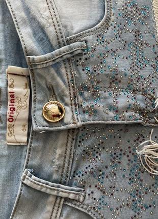 Шорты джинсовые с бисером и вышивкой бохо стиль5 фото