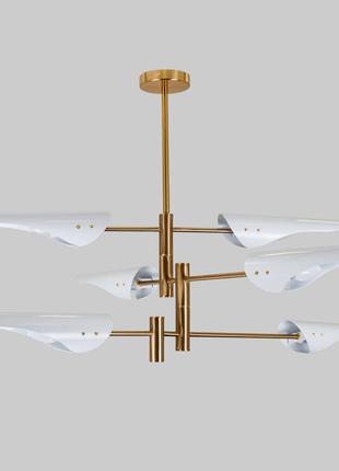 Бело-бронзовая современная люстра на 6 ламп (61-v1019-6 wh)