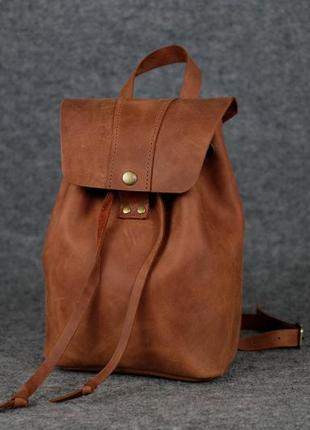 Женский кожаный рюкзак на затяжках с карабином ручной работы3 фото