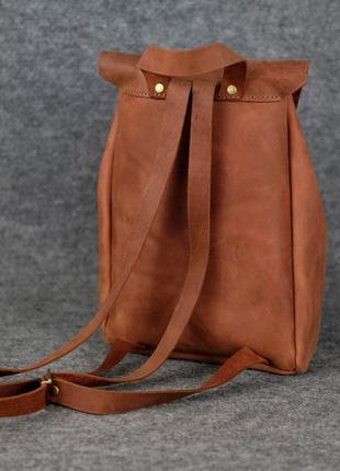 Женский кожаный рюкзак на затяжках с карабином ручной работы5 фото