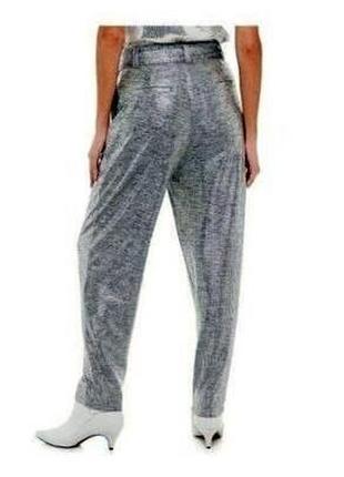 Брюки jennifer lopez metallic silver femme utility с высокой талией большой размер 16 (xxl)2 фото
