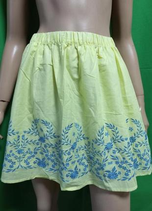Новая жёлто - голубая  юбка вышиванка tcm tchibo.2 фото