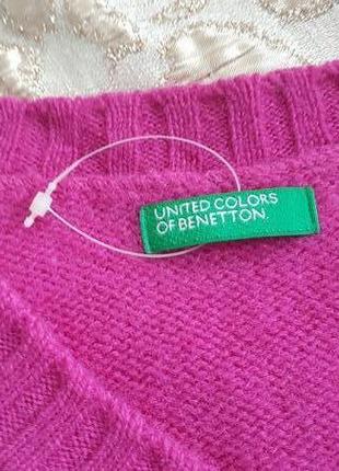 Прекрасный  новый базовый полувер"benetton". цвета фуксии. разм м100% vergin wool3 фото