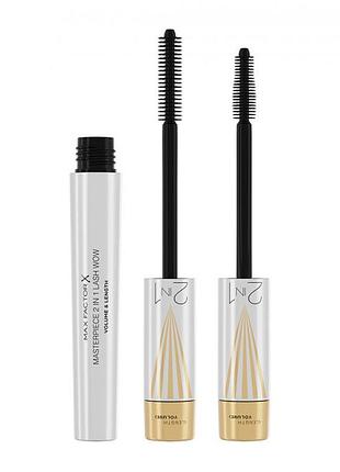 Max factor туш для вій 2в1 masterpiece 2in1 lash wow об'єм та подовження (black)