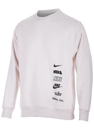 Мужской свитшот nike m nk club + bb crew mlogo бежевый l (dx0781-030)