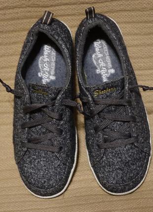 Комфортные  кроссовки из натуральной шерсти меланжевого серого цвета skechers wash-a-wools  37 р.3 фото