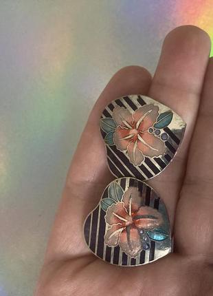 Серьги гвоздики клуазане 70е годы