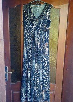 Шикарное длинное платье сарафан в леопардовый принт2 фото