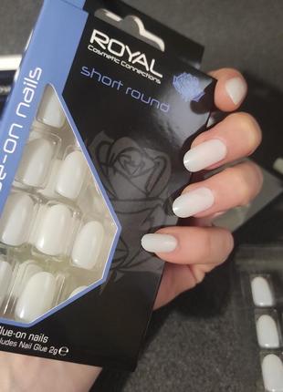 Накладні нігті з клеєм royal 24 round false nail tips