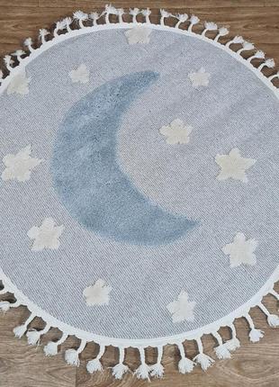 Килим в дитячу 1.6х1.6м круглий 0519 блакитний місяць