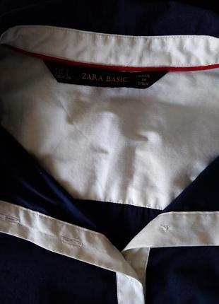 Р 8-10 / 42-44-46 актуальная фирменная синяя блуза блузка рубашка с рукавом 3/4 хлопок zara6 фото