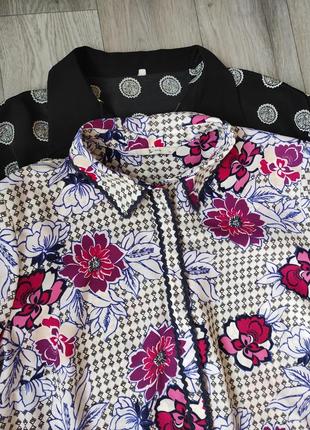 Шикарная рубашка стильная удлиненная батал большого размера в цветы в актуальный принт3 фото