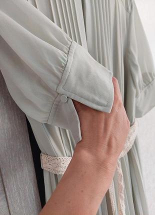 Стильное мятное плиссированное платье миди из шифона h&m ( размер 38)7 фото