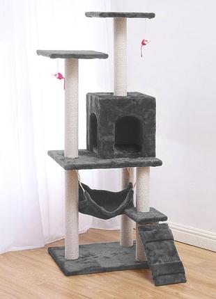 Кігтеточка-будиночок для кота taotaopets 047707 grey в'язка 140*54*30 см (gold_6276-26093)1 фото