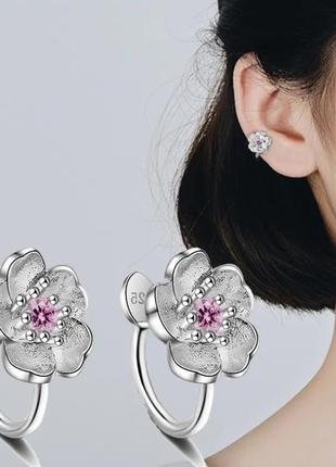 Дитячі обманки квіточки з камінчиками кліпси для вух сережки гарні для дівчинки дівчат прикраси біжутерія