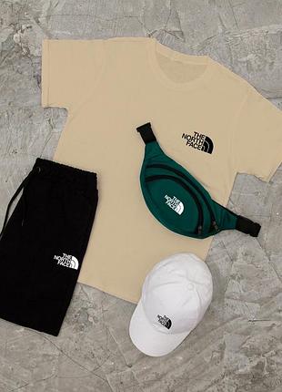Акция! спортивный летний комплект с принтом в стиле тн tnf Asos Tech Diving костюм футболка + шорты + кепка + бананка
