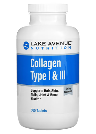 Lake avenue nutrition, гидролизованный коллаген 1 и 3 типов, 1000 мг, 365 таблеток