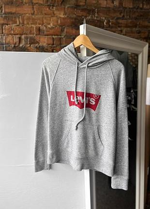 Levi’s women’s gray hoodie center logo жіноча толстовка