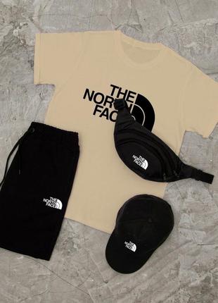 Акция! спортивный летний комплект с принтом в стиле тн tnf Asos Tech Diving костюм футболка + шорты + кепка + бананка